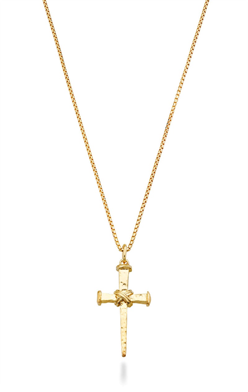 Miabella Italian Rope Wrap Nail Cross Pendant Necklace Box Chain, Rhodium or 18K Yellow Gold Plated 925 Sterling Silver Made in Italy (Length 24 Inches, Rhodium-Plated-Silver) - Image 3